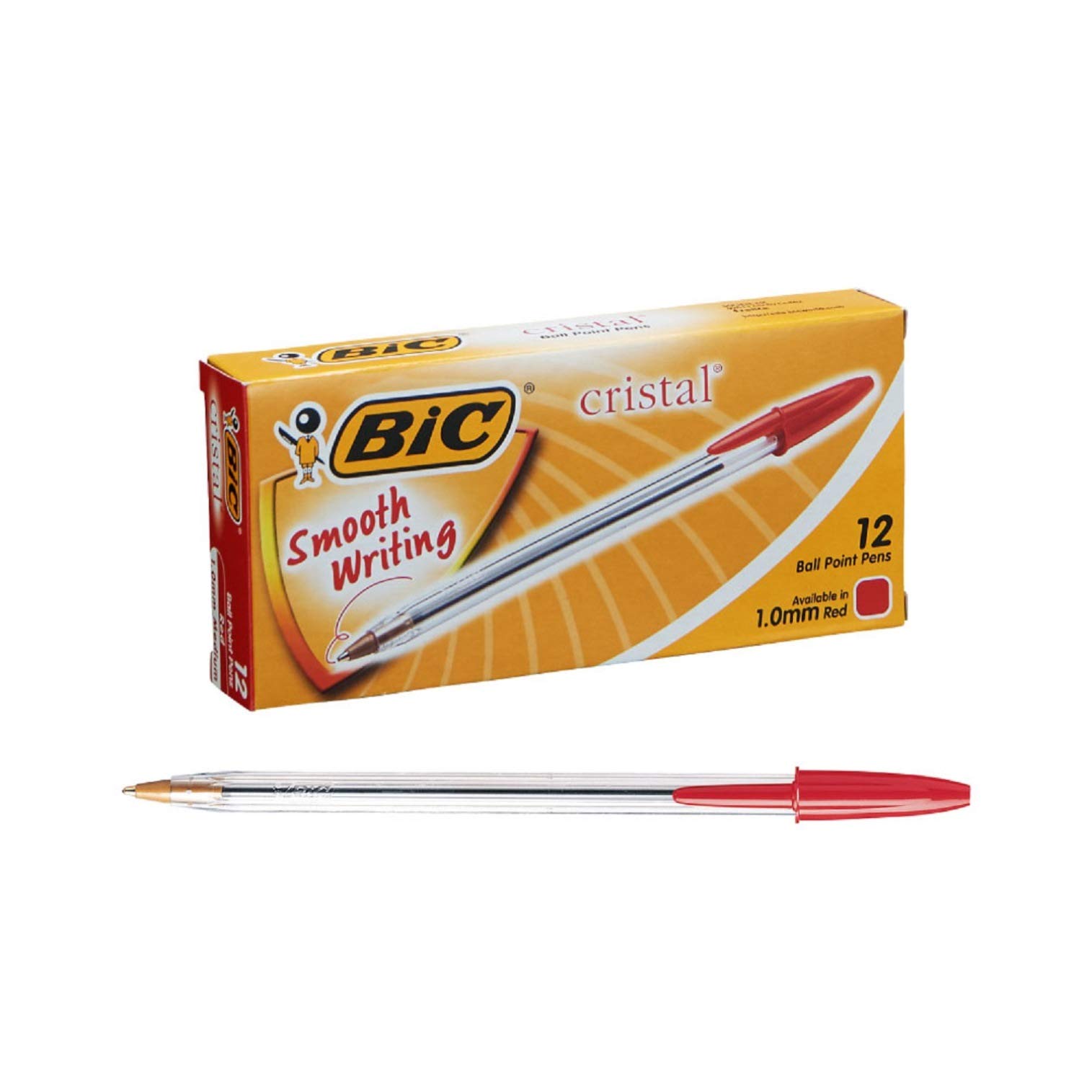 Amazon | ビック(Bic) ボールペン 油性 クリスタルミディアム1.0 赤 12